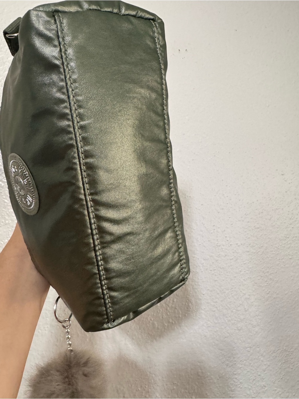Kipling Small odette Olive Green Bag with Pom Keychain - Picture 4 of 13